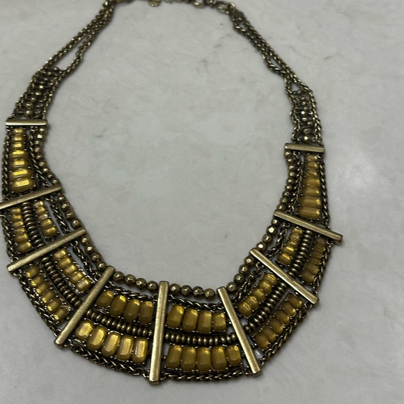 Lucky Brand Necklace Bib Collar Gold Tone Egyptian Style Statement - Picture 1 of 9